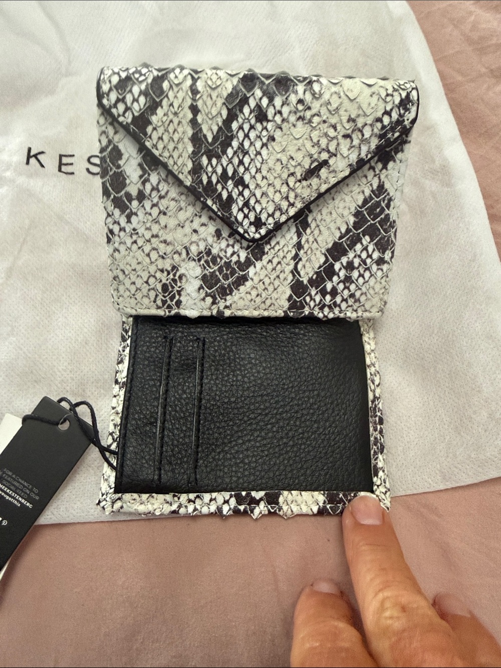 Aimee Kestenberg Silver and Black Snakeskin Card Wallet - Picture 5 of 13